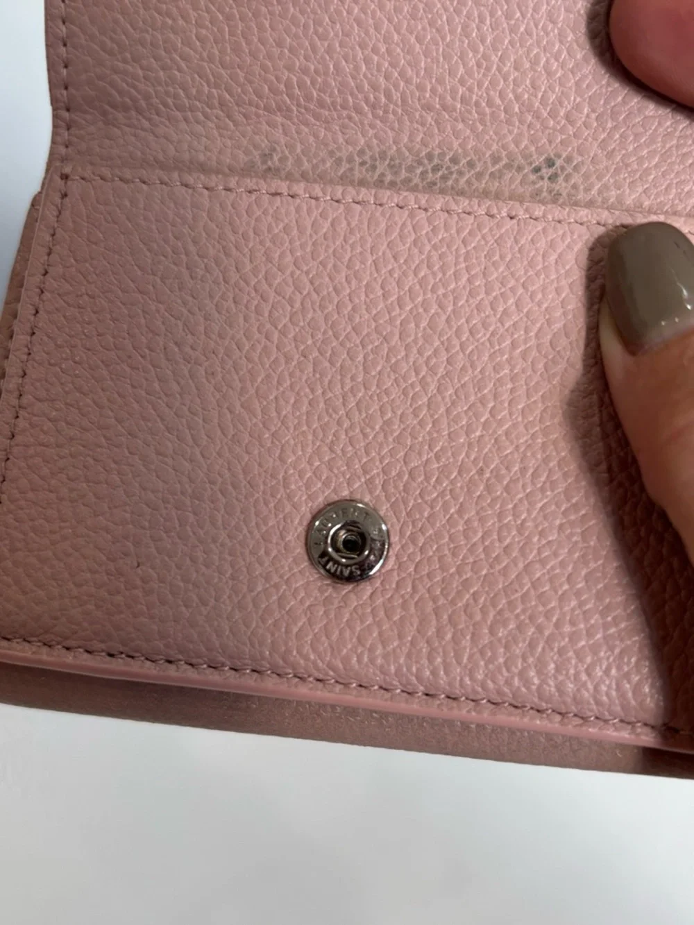 Saint Laurent YSL Blush Pink Leather Small Wallet Snap Closure Compact Mini Coin - Picture 5 of 11